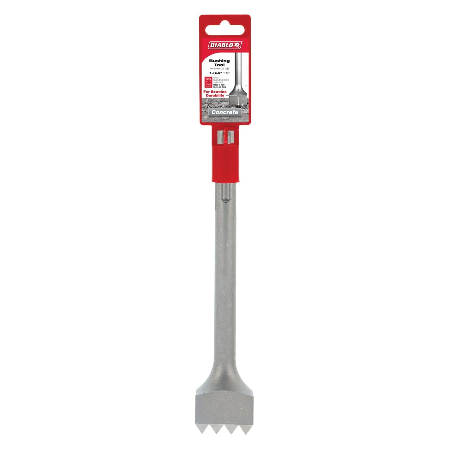 Diablo SDS-Max Bushing Tool with Steel Body for Roughing Up Concrete and Creating Exterior Finish - 9-1/4" Length, Flat Chisel - DMAMXCH1050