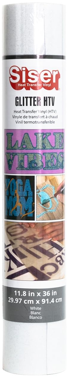Siser Glitter Heat Transfer Vinyl White 11.8" x 36"