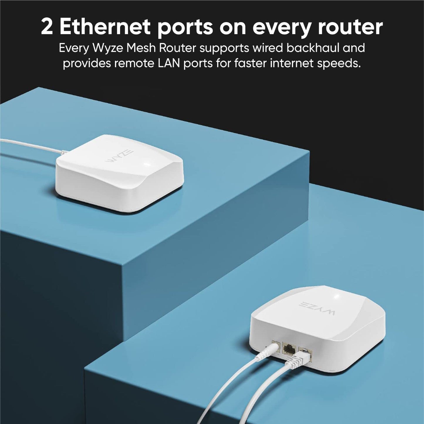 Wyze AX3000 Dual-Band Wi-Fi 6 Mesh Router System, Covers up to 3000 Sq. Ft, 100+ Devices, Replaces Router and Extender, Supports Wired Backhaul, 2x 1 Gbps Ports per router - 2 Pack
