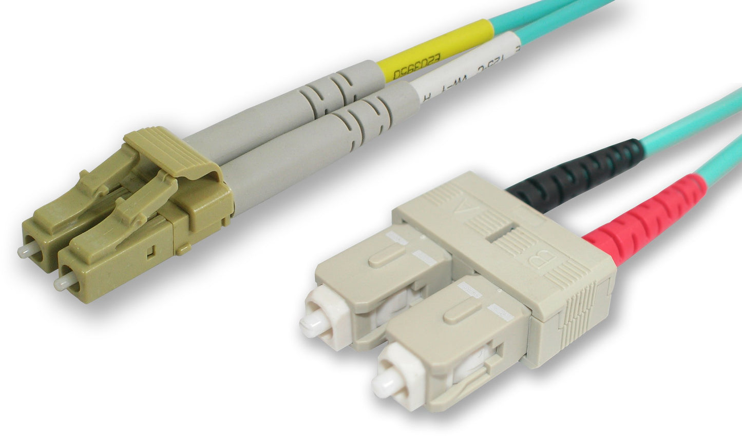 Lynn Electronics LCSC-10GIG-5M 50/125-10 Gig Aqua Duplex Multi-Mode Fiber Optic Patch Cable, LC-SC, 5 Meters in Length Aqua