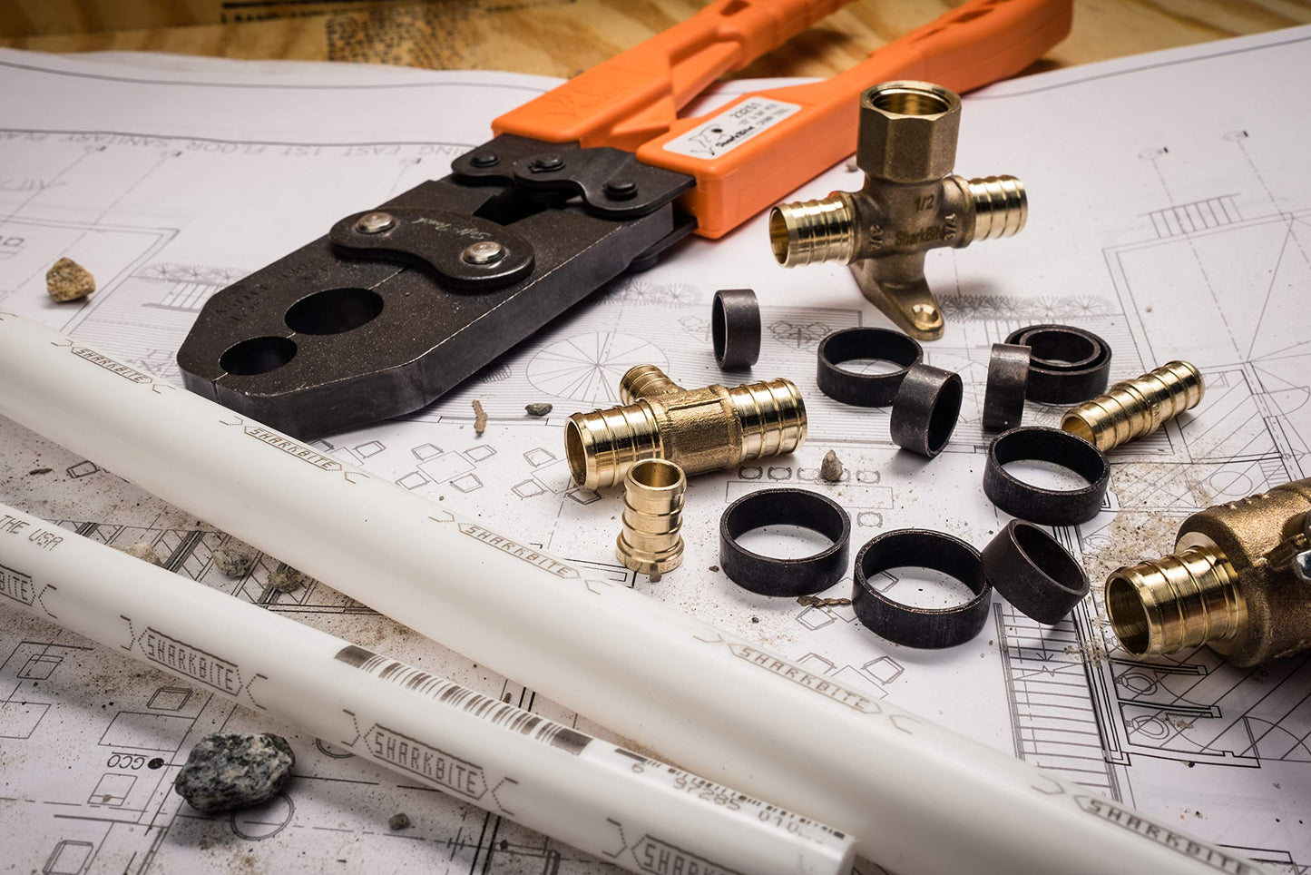 SharkBite 3/4 Inch Crimp Polybutylene Adapter, Brass Plumbing Fittings, PEX