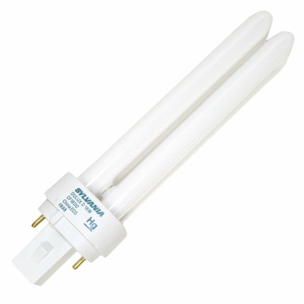 SYLVANIA 20676 - CF18DD/827/ECO - 18 Watt CFL Light Bulb - Compact Fluorescent - 2 Pin G24d-2 Base - 2700K -
