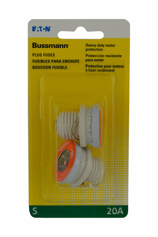 Bussmann BP/S-20 20 Amp Type S Time-Delay Dual-Element Plug Fuse Rejection Base, 125V UL Listed Carded, 2-Pack, Pack of 1