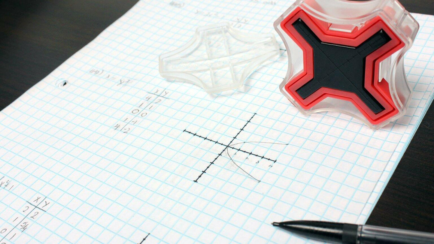Coordimate Self Inking XY Graph Stamp Clear and Red, Inch Measurements (with Black Ink)