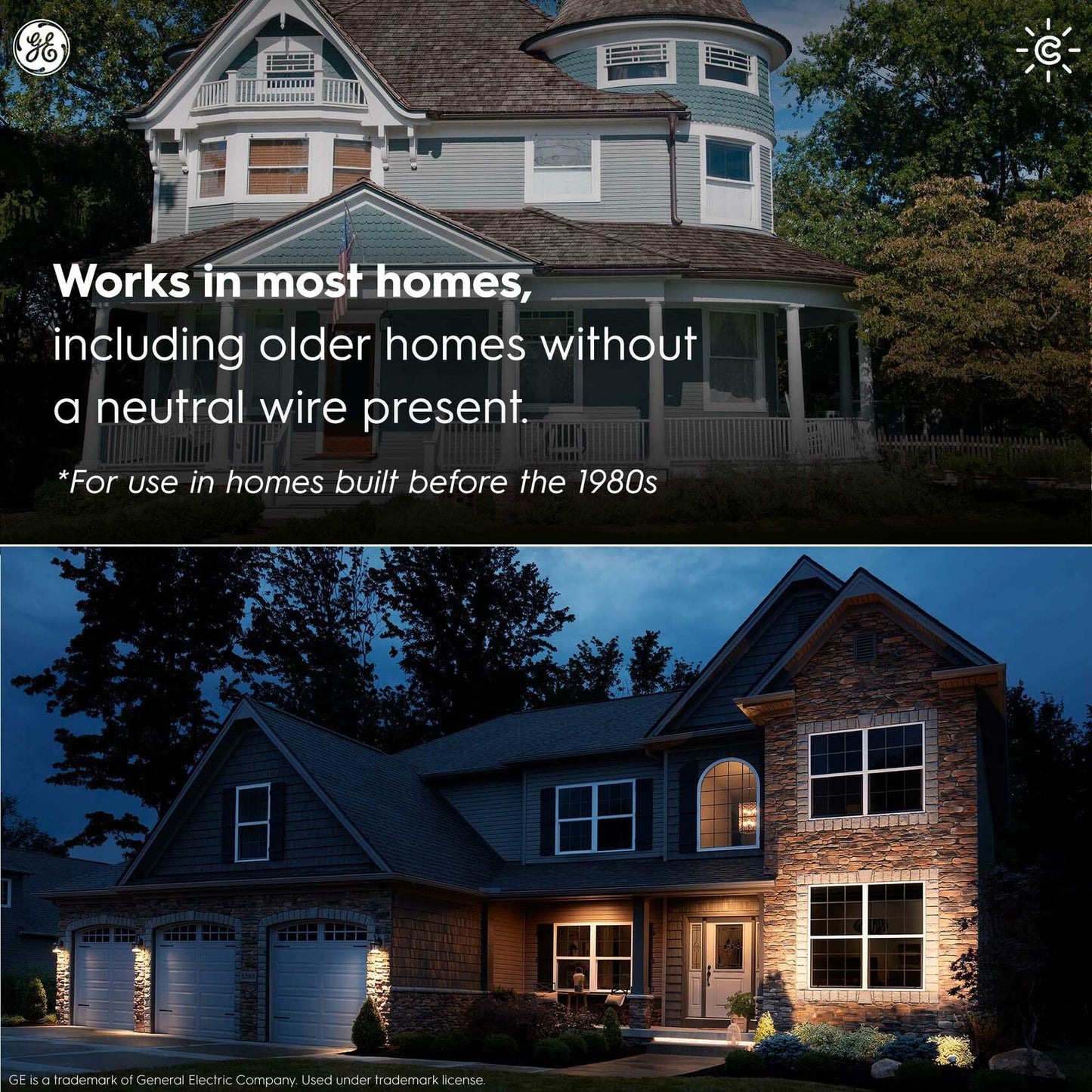 GE CYNC Smart Light Switch On/Off Button Style, No Neutral Wire Required Smart Switch, 2.4 GHz WiFi Works with Amazon Alexa and Google Home, White