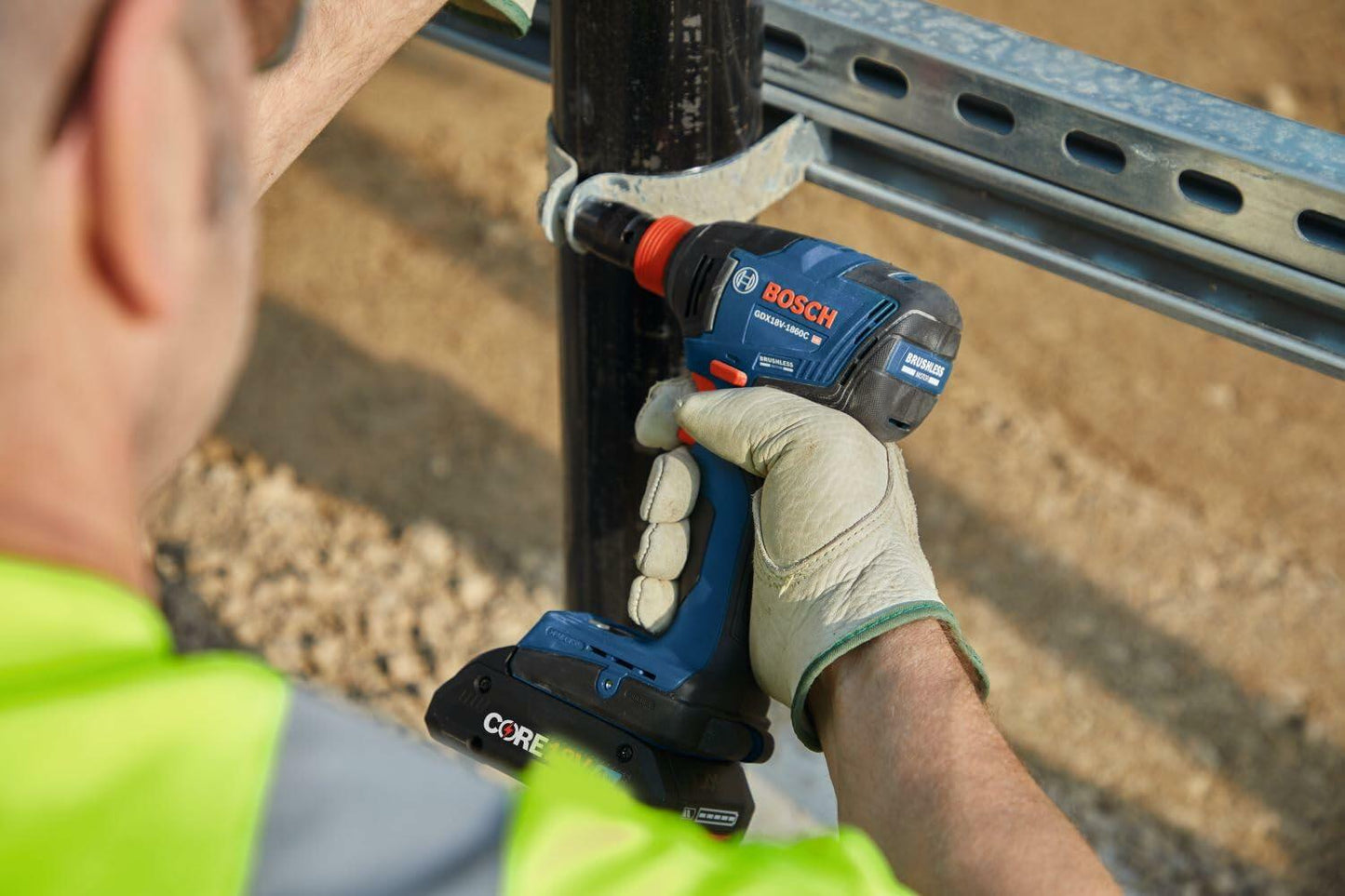 BOSCH GDX18V-1860CN 18V Connected-Ready Two-In-One 1/4 In. and 1/2 In. Bit/Socket Impact Driver/Wrench (Bare Tool), Black Blue