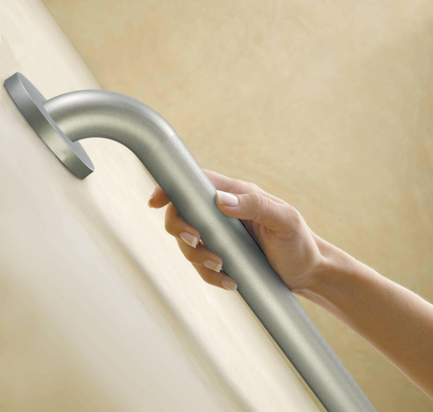 Moen LR8924P Home Care Safety 24-Inch Stainless Steel Bathroom Grab Bar with Textured Grip, Peened
