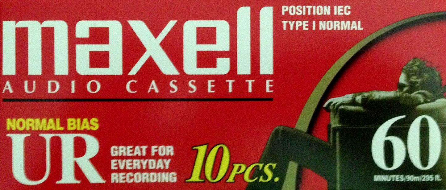 Maxell UR-60 Audio Cassette- Box of 10
