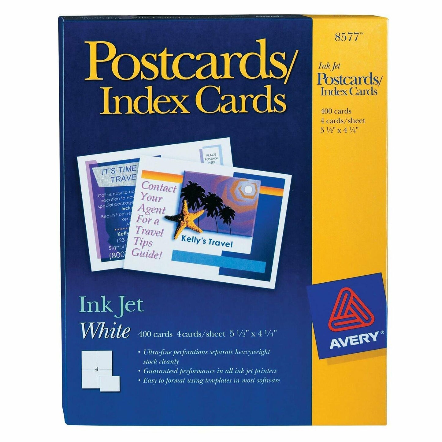 Avery Postcards for Inkjet Printers, 5.5 x 4.25 Inches, White, Box of 400 (8577)