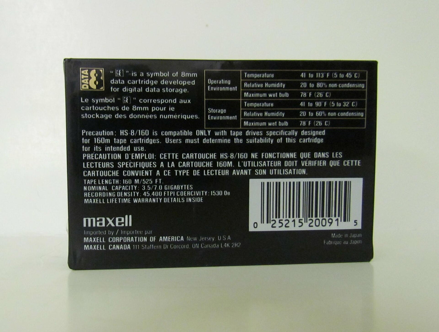 Maxell 3.5/7GB 8MM 160M Cartridge HS-8/160 Helical Scan (1-Pack)