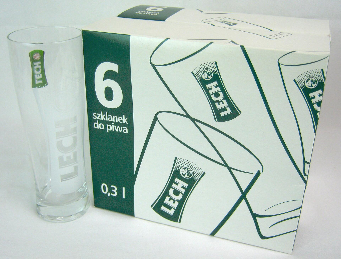 Lech 10 Oz (.3 L) Lech'10 Case of 6 Beer Glasses