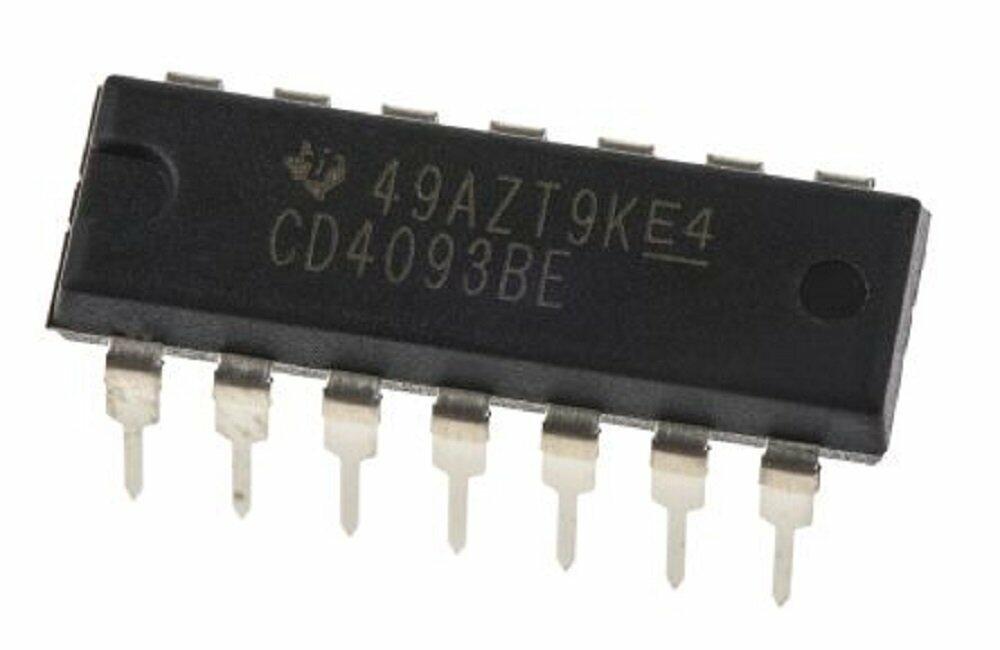 Texas Instruments CD4093BE CD4093 CMOS Quad 2-Input NAND Schmitt Triggers (Pack of 15)
