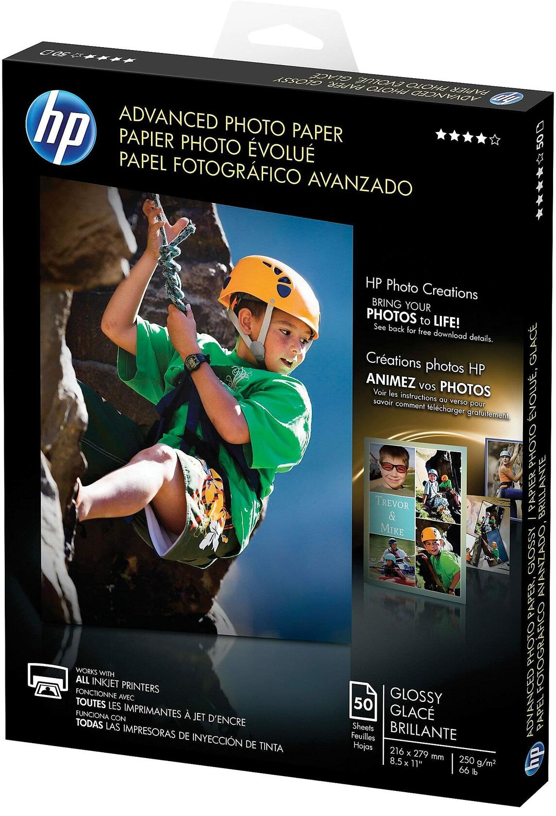 HP - Photo Paper, Glossy,66lb,10.5Mil,8-1/2quot;x11quot, 50SH/PK,WE, Sold as 1 Package, HEW Q7853A