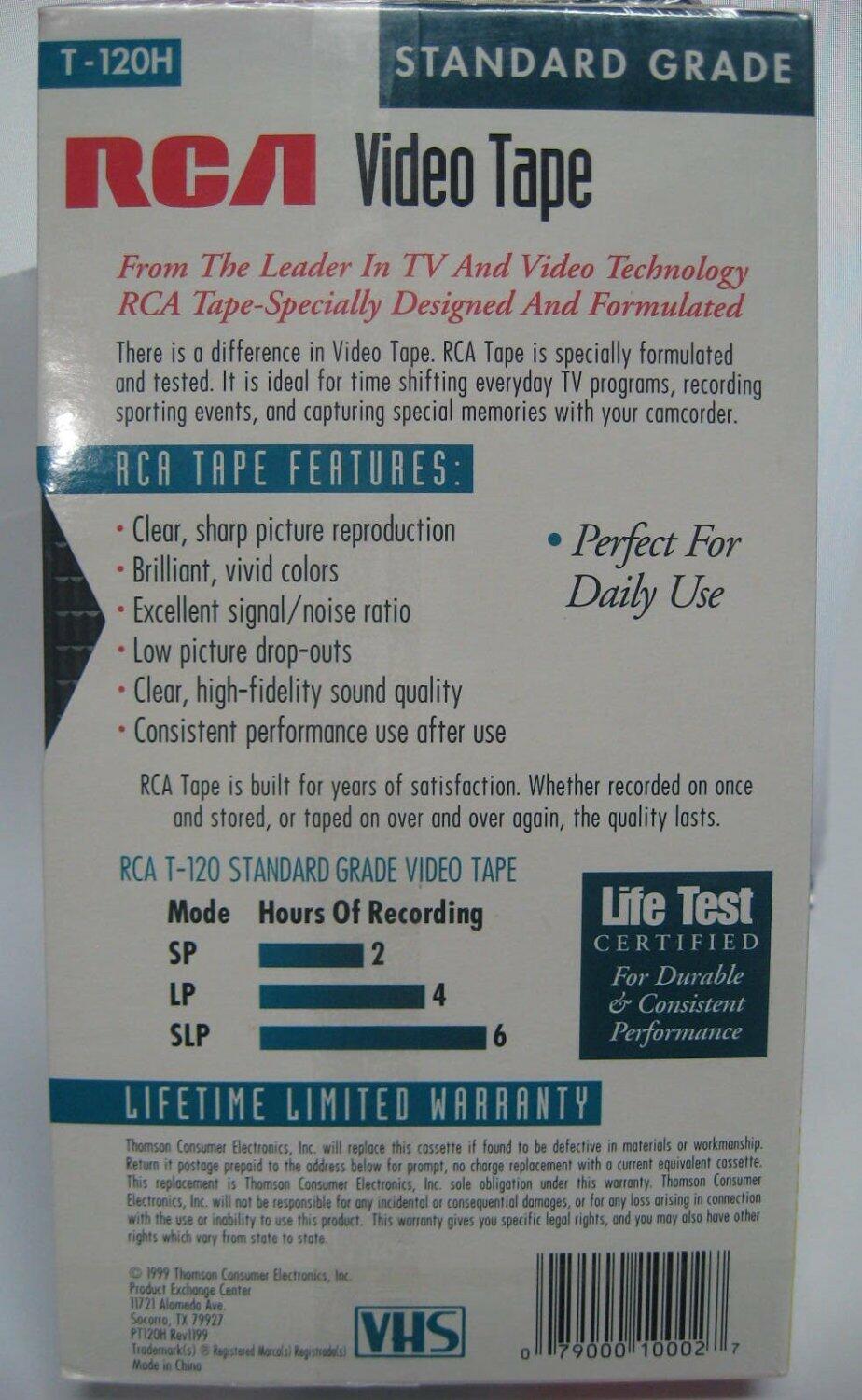 RCA T-120H VHS Video Cassette 120-Minutes (3-Pack) Blank Tapes Standard Grade by RCA