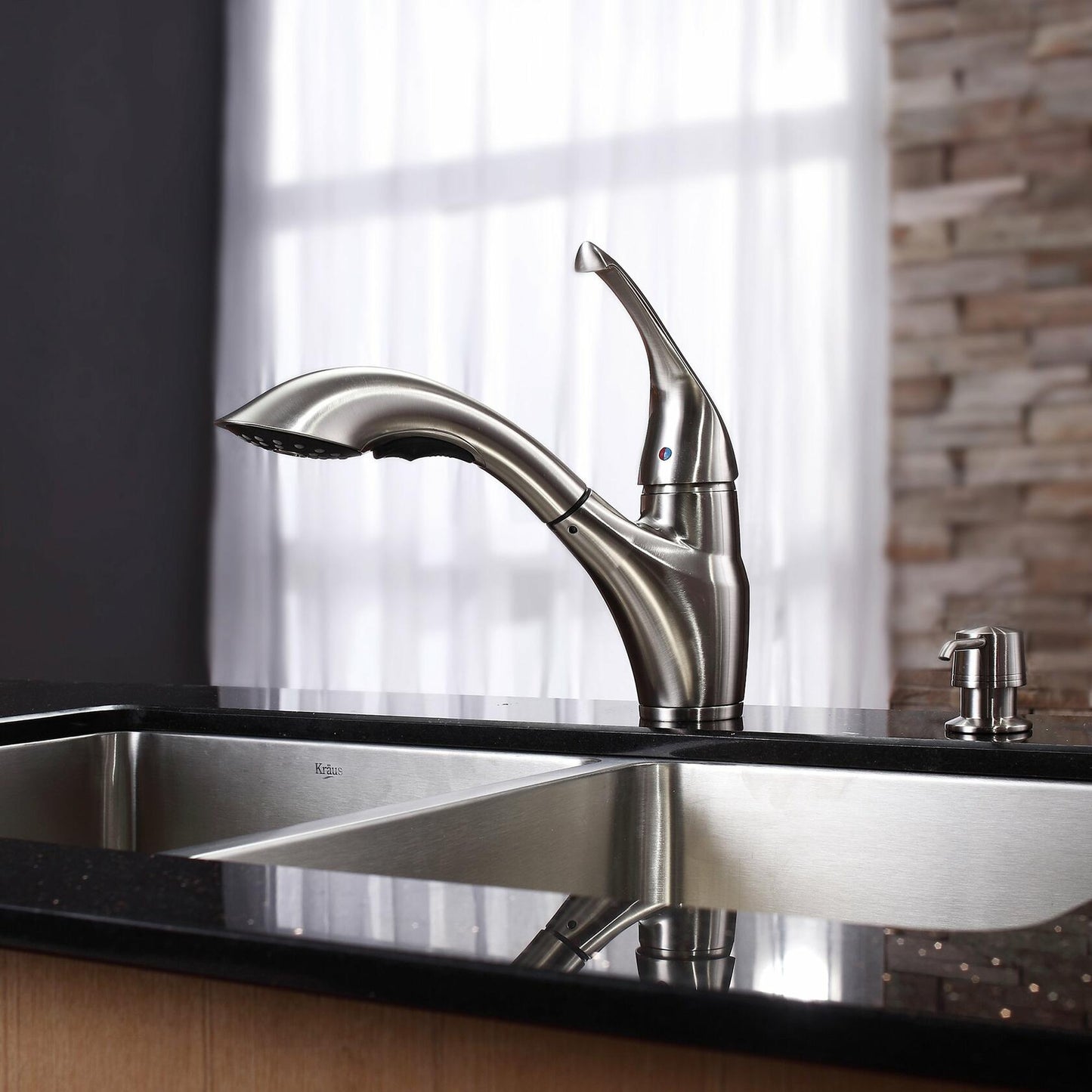 Kraus KSD-30SN Soap Dispenser Satin Nickel, Height: 2.1 inchesReach: 3.5 inches