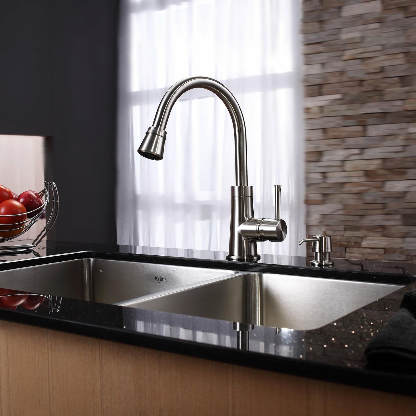 Kraus KSD-30SN Soap Dispenser Satin Nickel, Height: 2.1 inchesReach: 3.5 inches