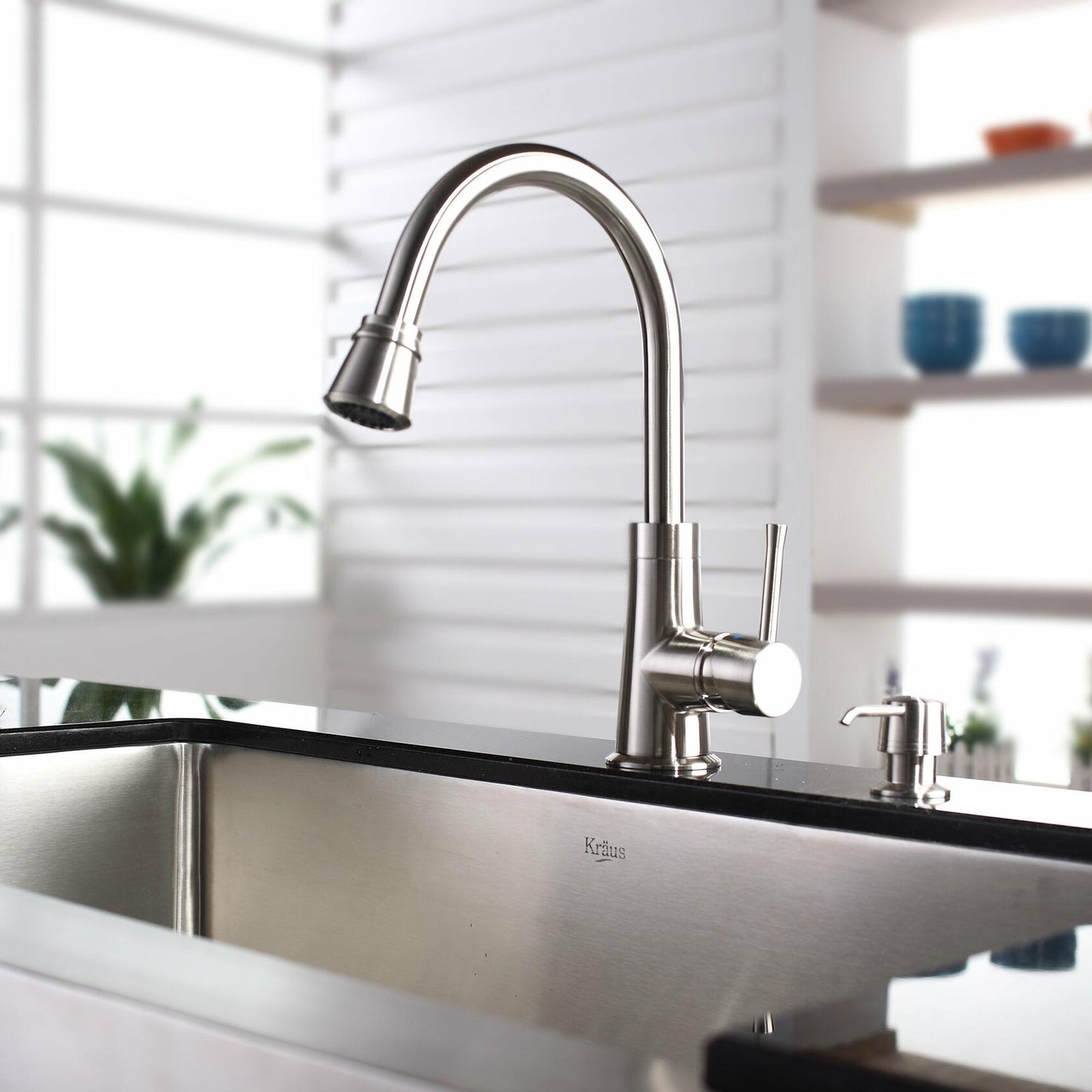 Kraus KSD-30SN Soap Dispenser Satin Nickel, Height: 2.1 inchesReach: 3.5 inches