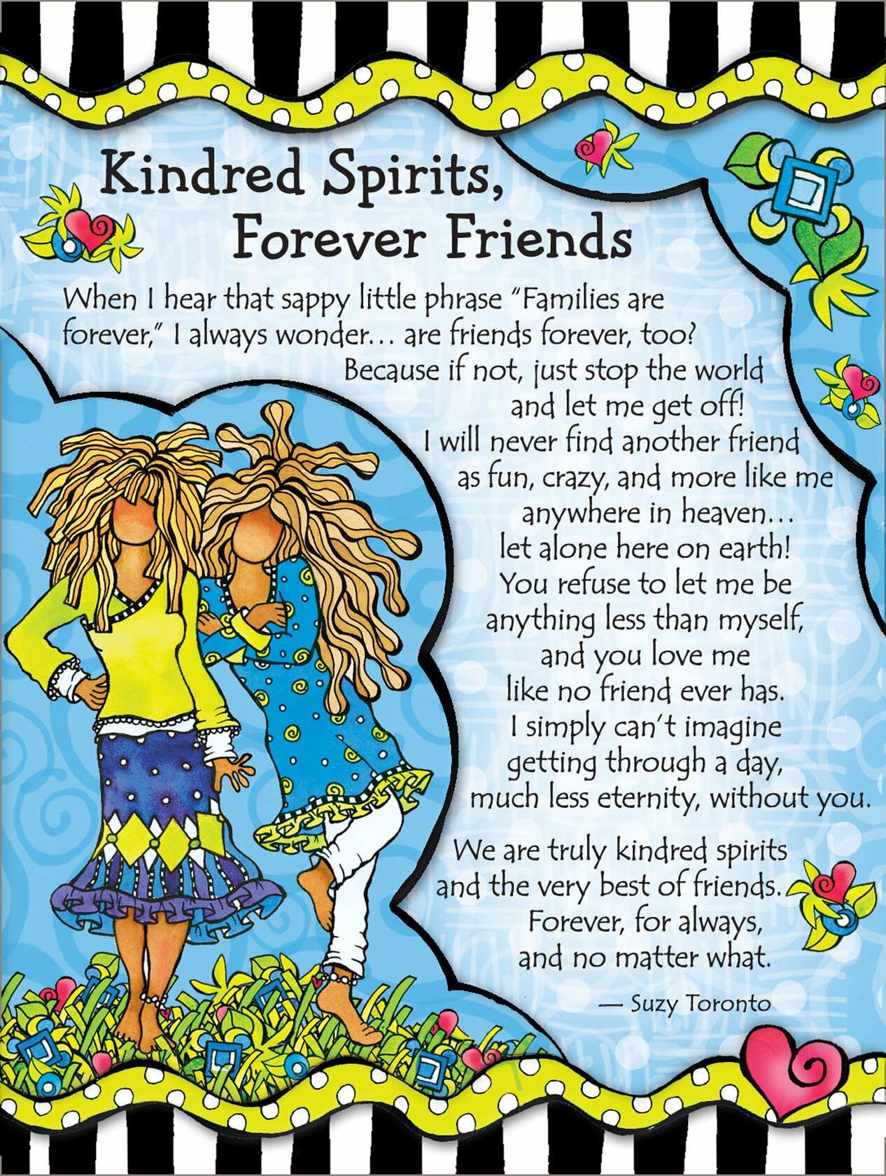 Miniature Easel Print with Magnet: Kindred Spirits Forever Friends, 3.6" x 4.9"