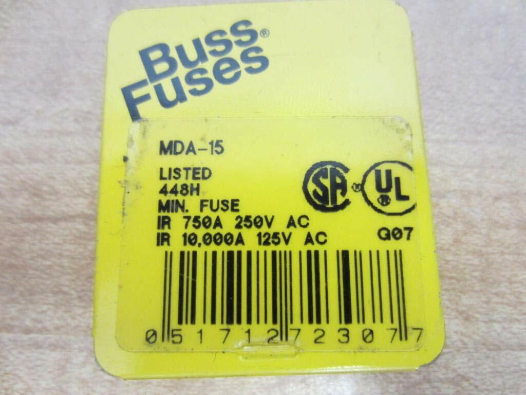 Bussmann MDA-15 15 Amp Time Delay Ceramic Tube Fuse, 250V UL Listed 5-in Tin, 5 Pack