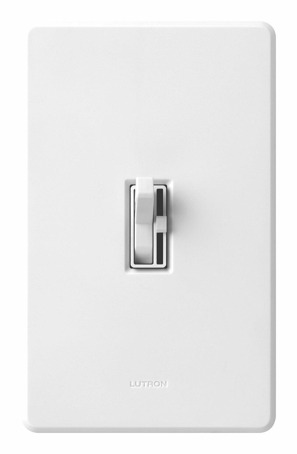 Lutron Toggler Incandescent 600-Watt Single-Pole Dimmer Switch with Locator Light, TG-600PNLH-WH, White