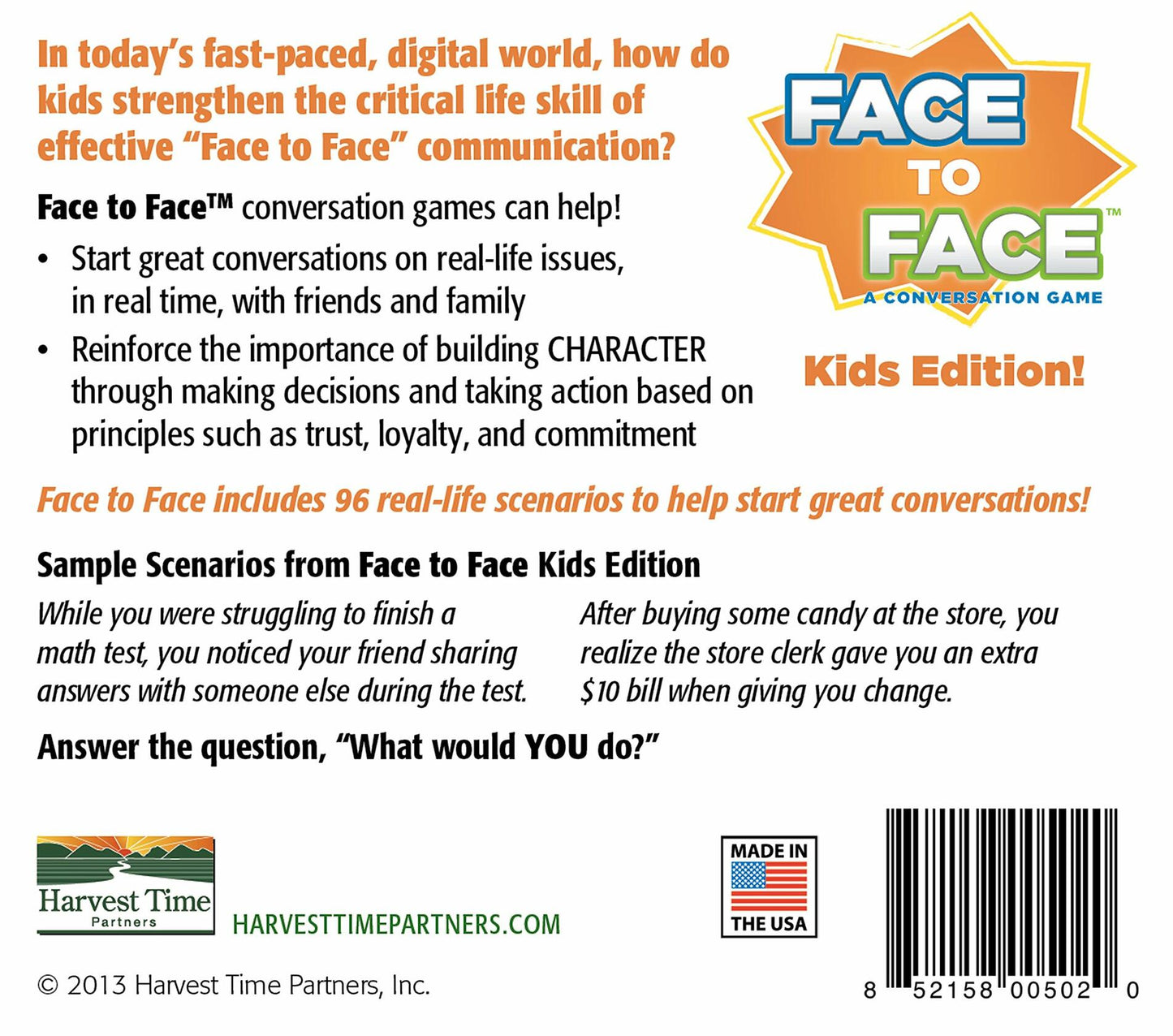 Face to Face Card Game (Kids Edition) � Open Communication and Character Development, Ages 7 and Up