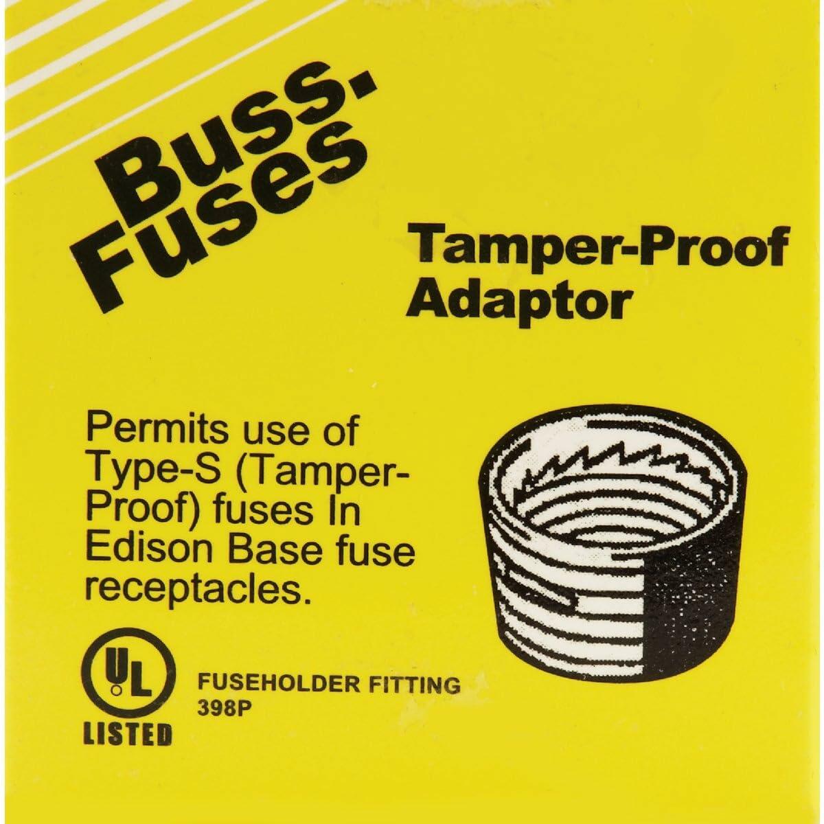 Bussmann SA-15 15 Amp Single Motor Circuit Edison Base Fustat Fuse Adaptor, 4-Pack