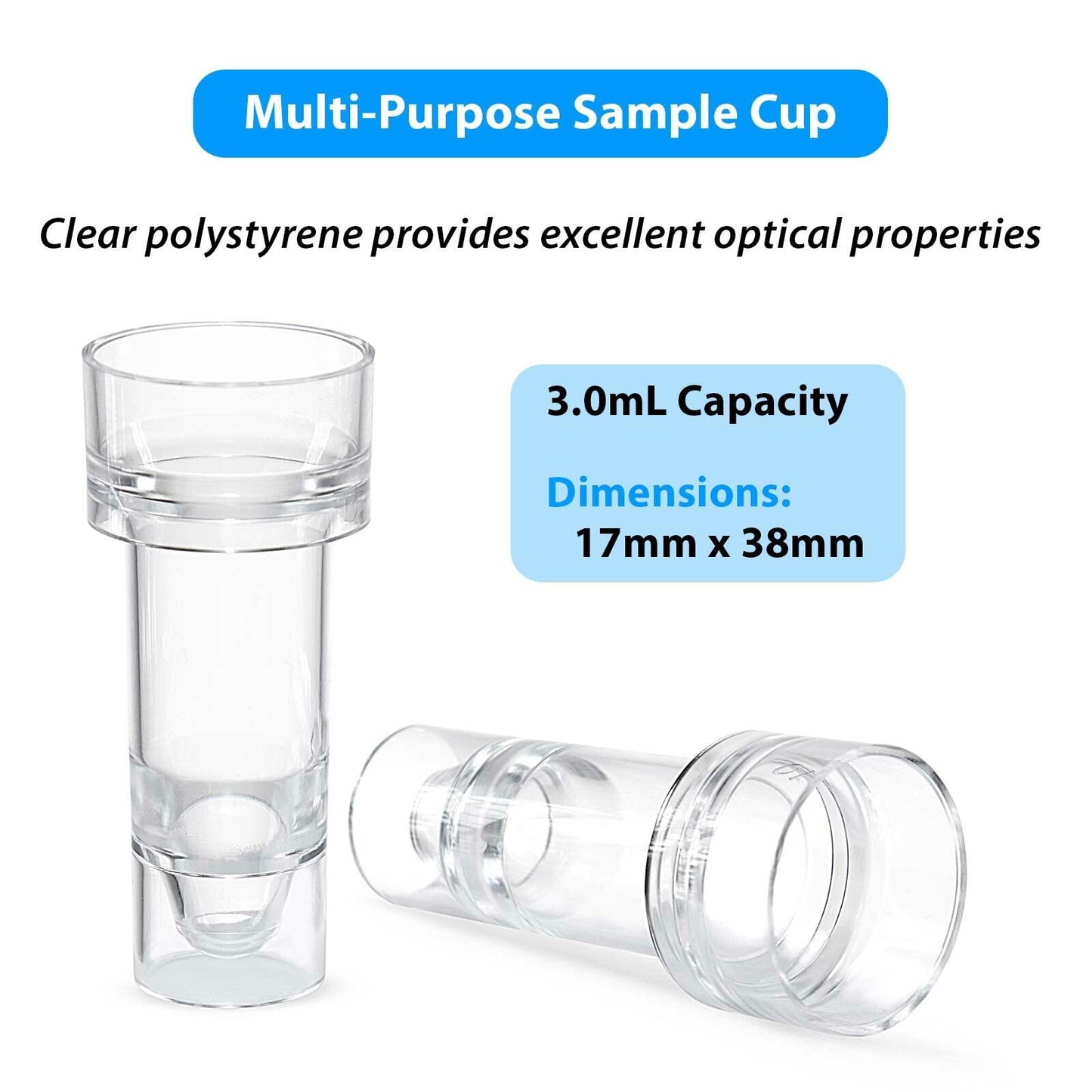 Globe Scientific 110911 Polystyrene Multi-Purpose Sample Cup, 3mL Capacity (Pack of 1000)