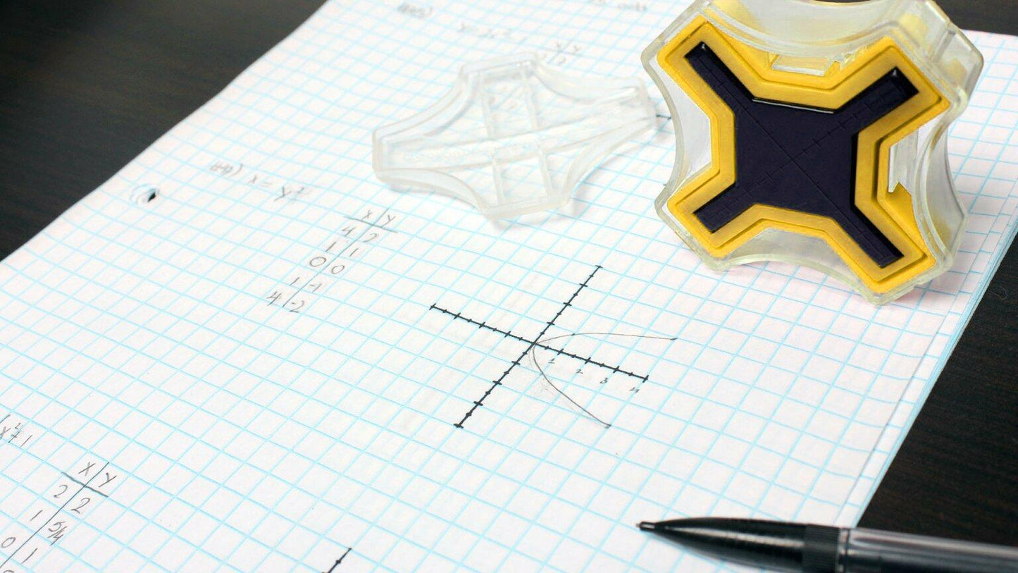 CoordiMate Self Inking XY Graph Stamp Clear and Yellow, Inch Measurements (with Black Ink)