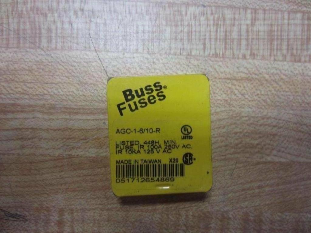 Bussmann AGC-1-6/10-R AGC Series Fuse, Fast Acting, 1-6/10 Amp, 250V, Glass Tube, 1/4" x 1-1/4", Rohs Compliant (Pack of 5)