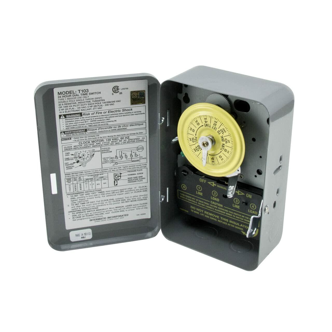 Intermatic T103 Mechanical Time Switch, Gray