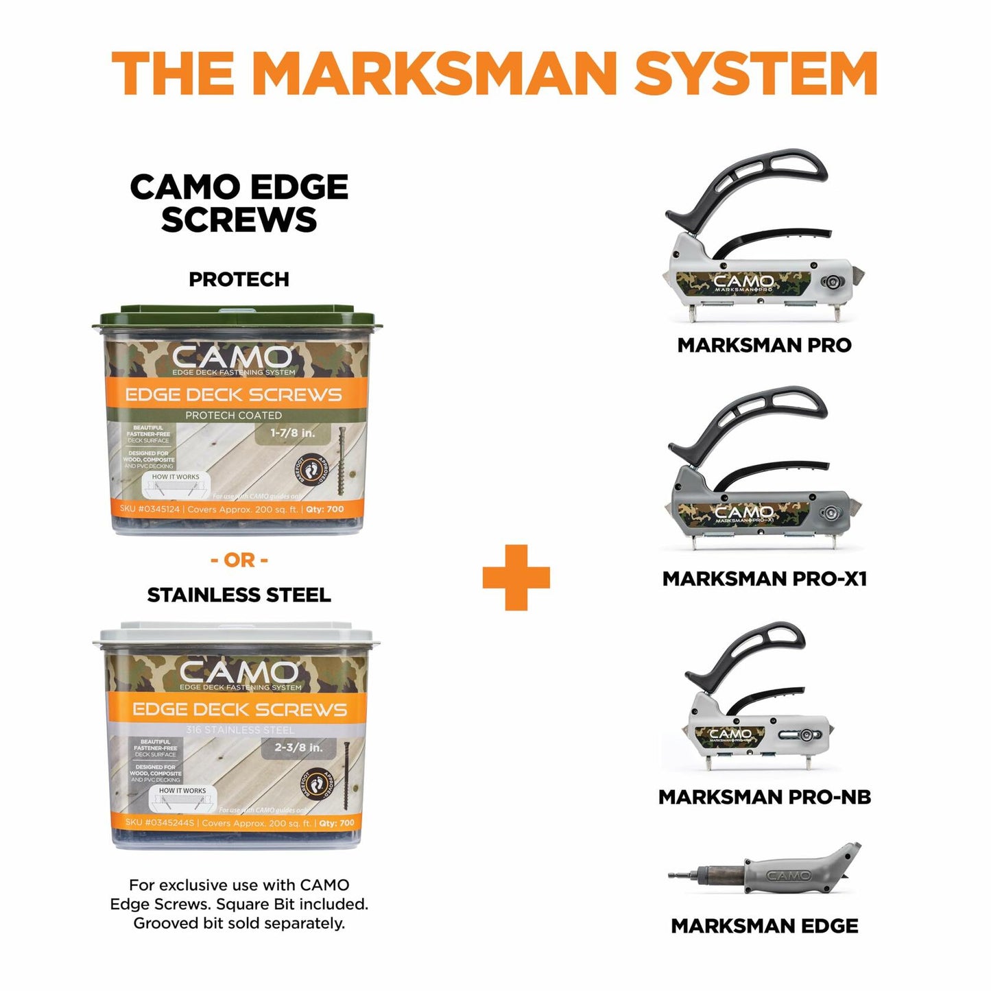 CAMO Edge Deck Screws, Hidden Fastening, 1-7/8", ProTech Coated (350 ct)