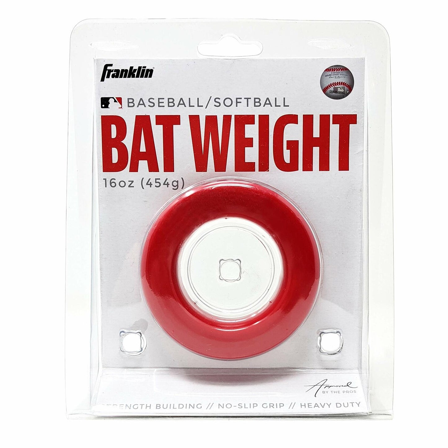 Franklin Sports Baseball + Softball Donut Bat Weight - 16 oz. Batting Donut for Adult + Youth Baseball + Softball Bats - Donut Batting Weight for Swing Training - Fits All Standard Bats