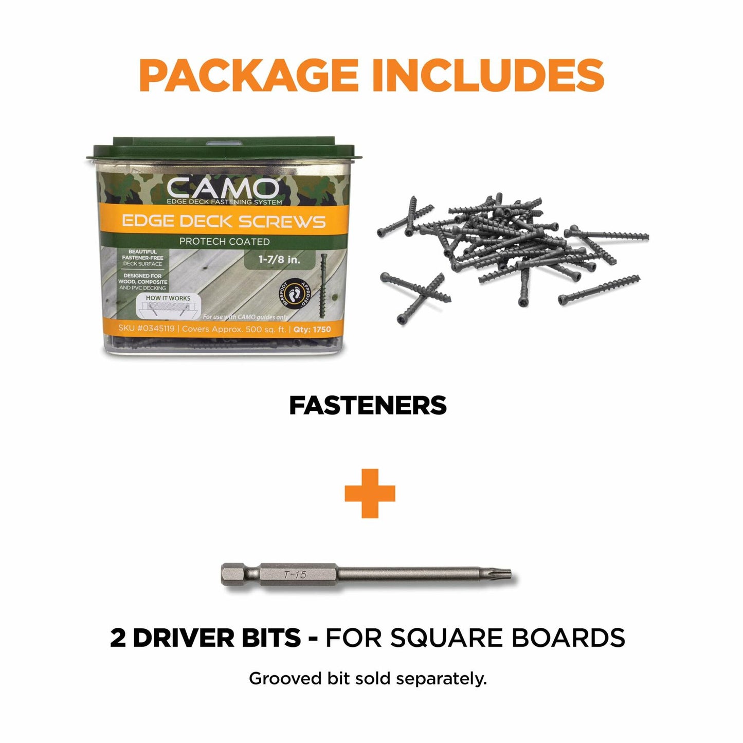 CAMO Edge Deck Screws, Hidden Fastening, 1-7/8", ProTech Coated (350 ct)
