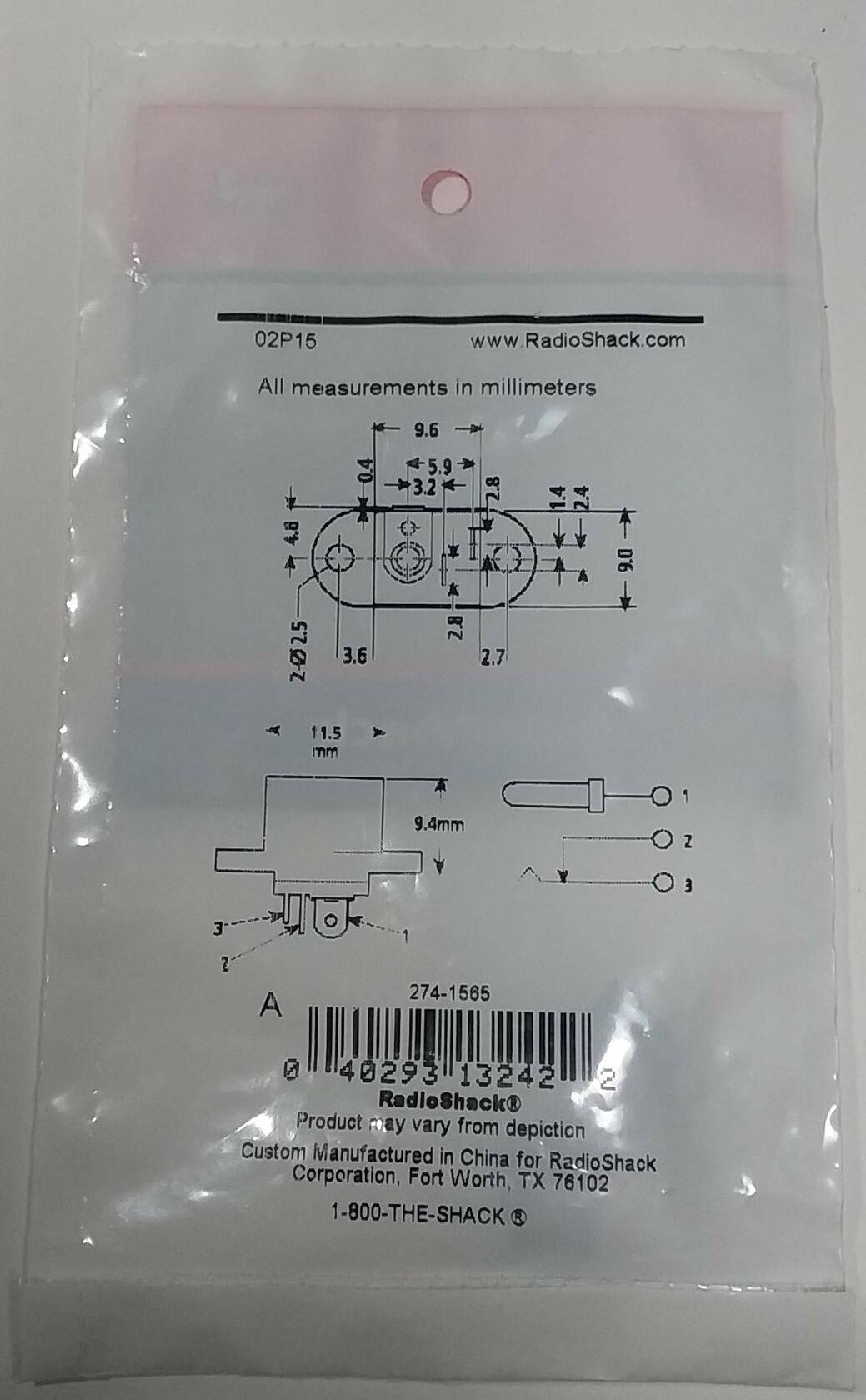 Radio Shack Female Panel-Mount Coaxial DC Power Jack - Size K 5.0mm x 2.1mm 2/PK