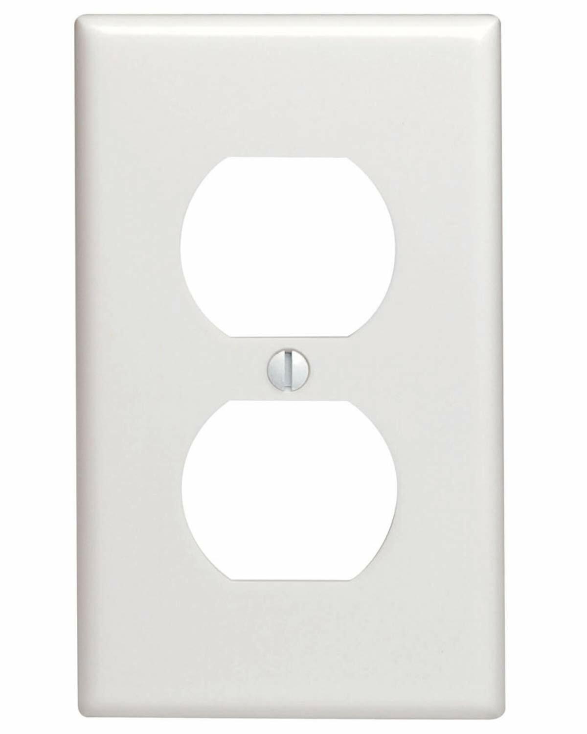 Leviton 88003-WMP 10 pack 1 Gang Wallplates, Duplex Receptacle, White