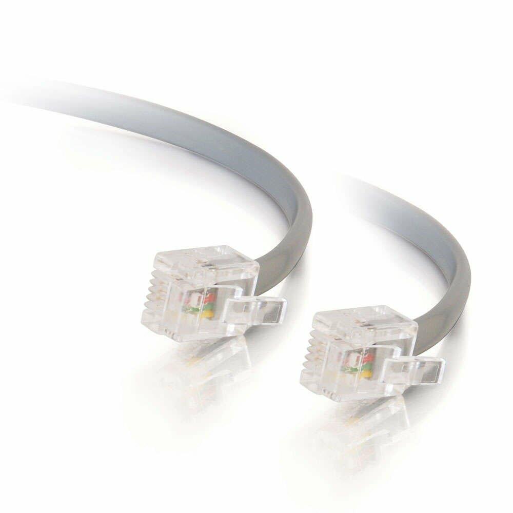 C2G RJ11 Modular Cable Telephone Cable, 7 Feet Long, 02970 Silver