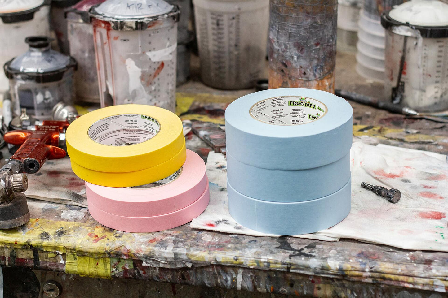 FrogTape 250 Light Blue Moderate Temperature Performance Grade Masking Tape, Medium-High Adhesion, 48mm x 55m, 3 Rolls per Pack