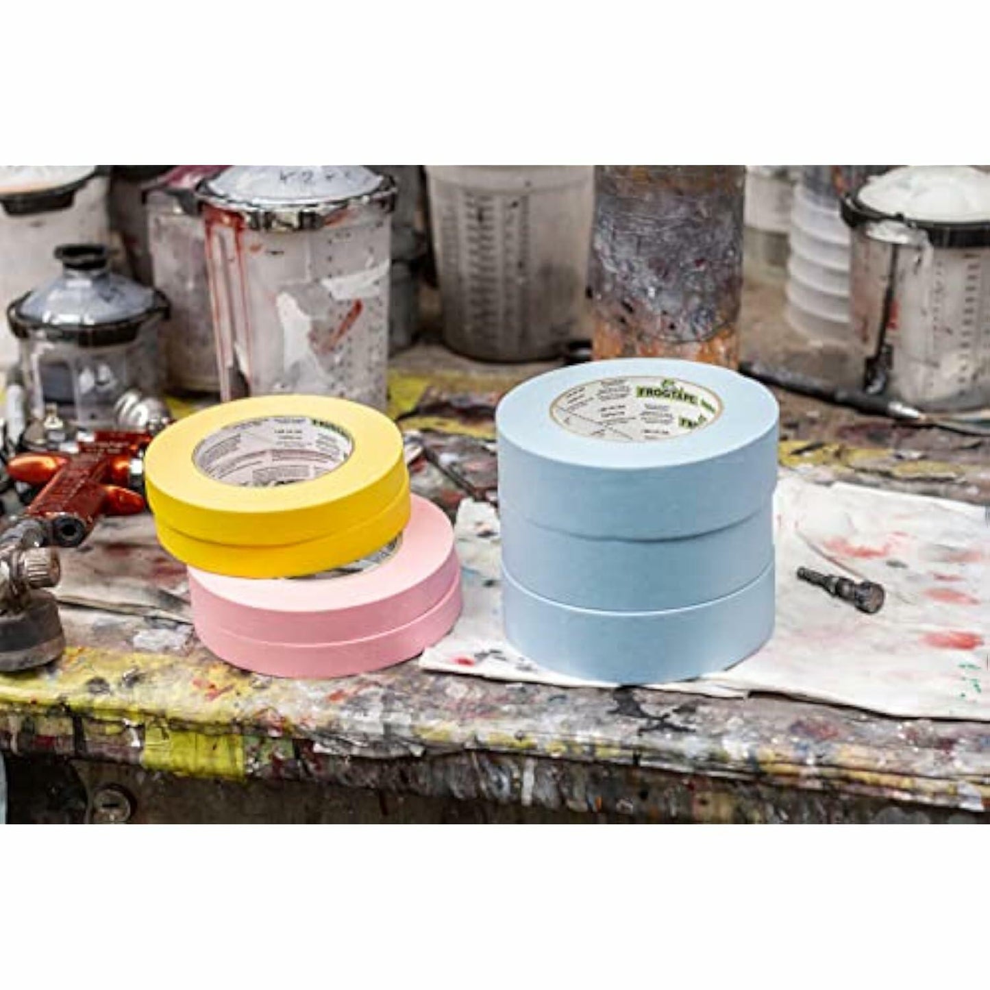 FrogTape 250 Light Blue Moderate Temperature Performance Grade Masking Tape, Medium-High Adhesion, 36mm x 55m, 4 Rolls per Pack (105328)
