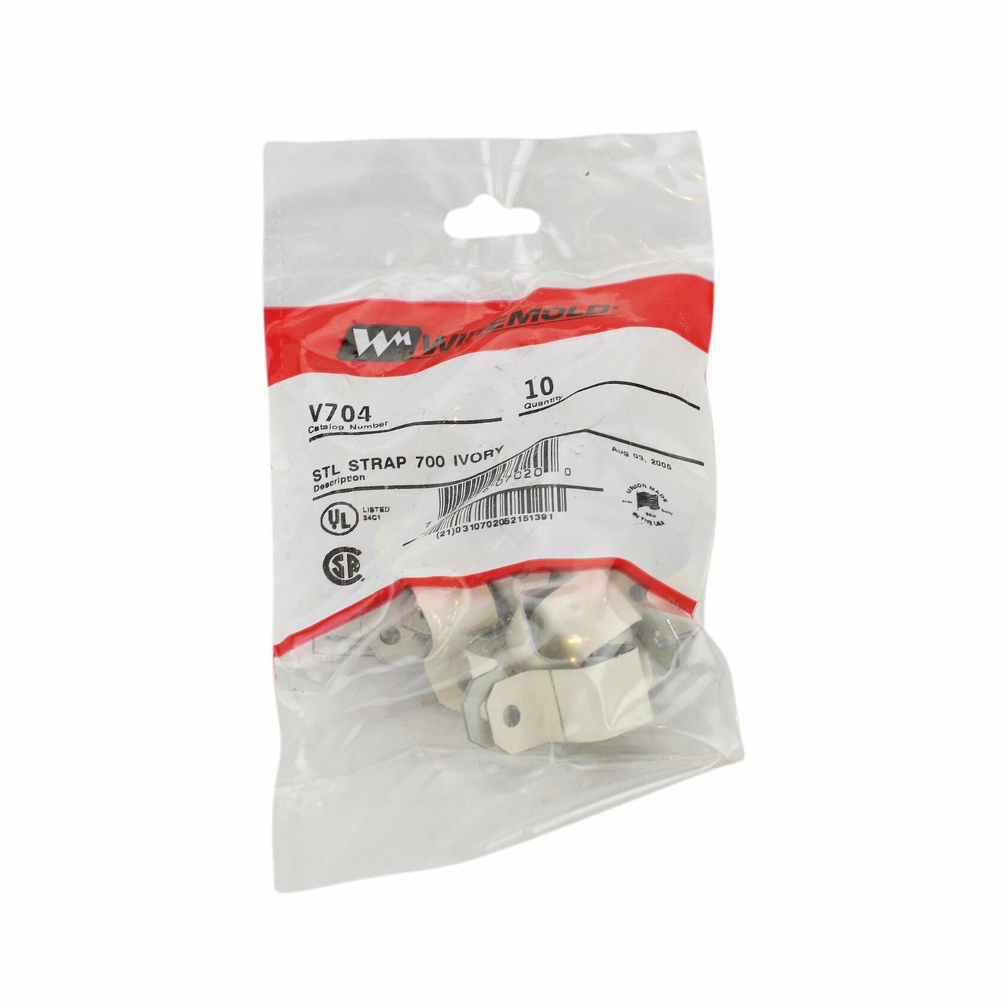 Wiremold V704 Raceway Mounting Strap, Steel, Ivory, 700 Series (10 Pack)