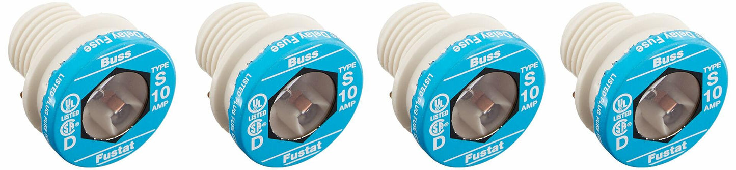 Bussmann Plug Fuse,S Series,10A,PK4, Green, S-10