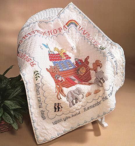 Bucilla Stamped Cross-Stitch "Noah's Ark" Lap Quilt / Wall Hanging ... 45" x 45" ... Cross Stitch Kit