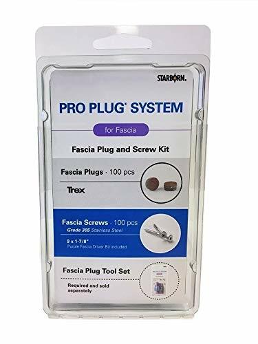 Pro Plug System for Fascia Plug and Screw Kit - Trex Havana Gold Fascia Plugs and Stainless Steel Screws- 9 x 1-7/8" T-20 Star Dr- 100 Pieces