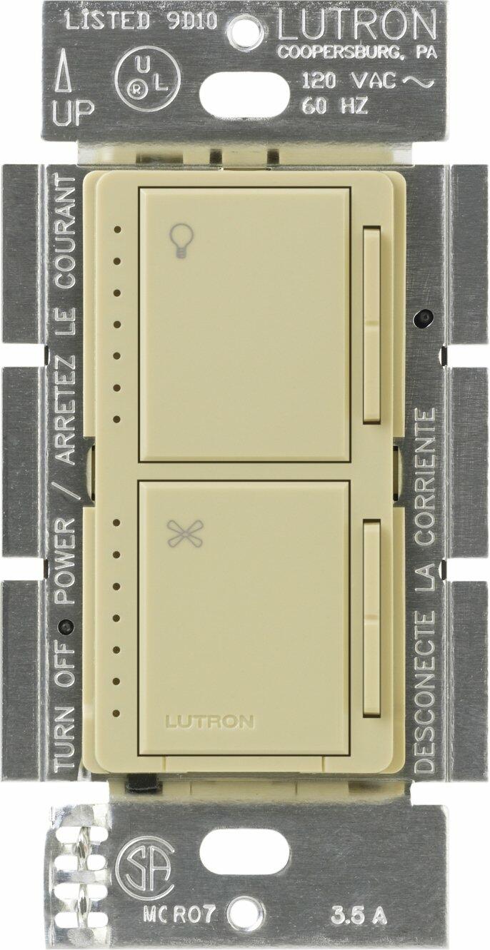 Lutron MA-LFQM-IV Maestro 300-watt Multi-Location 7-Speed Combination Fan and Light Control, Ivory