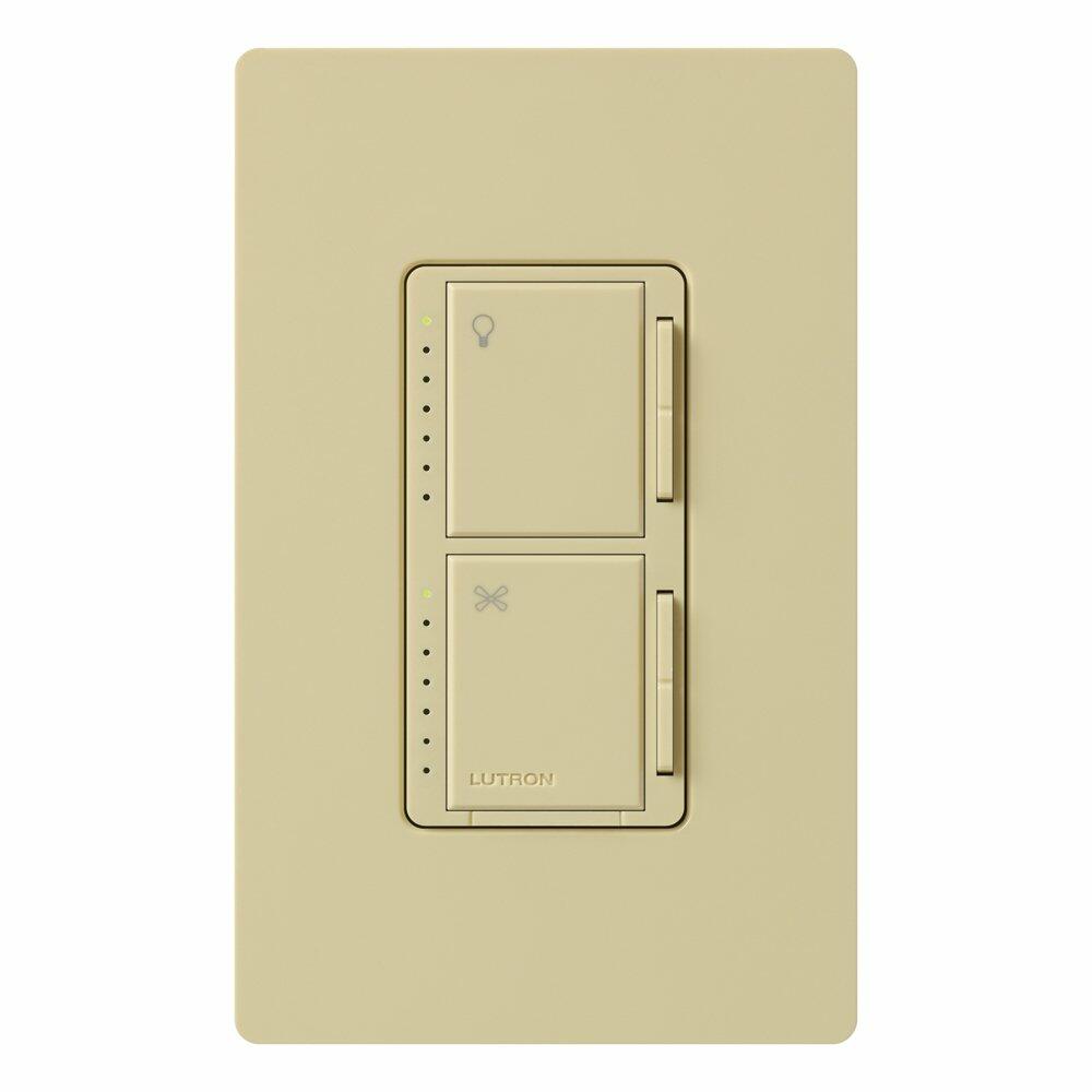 Lutron MA-LFQM-IV Maestro 300-watt Multi-Location 7-Speed Combination Fan and Light Control, Ivory
