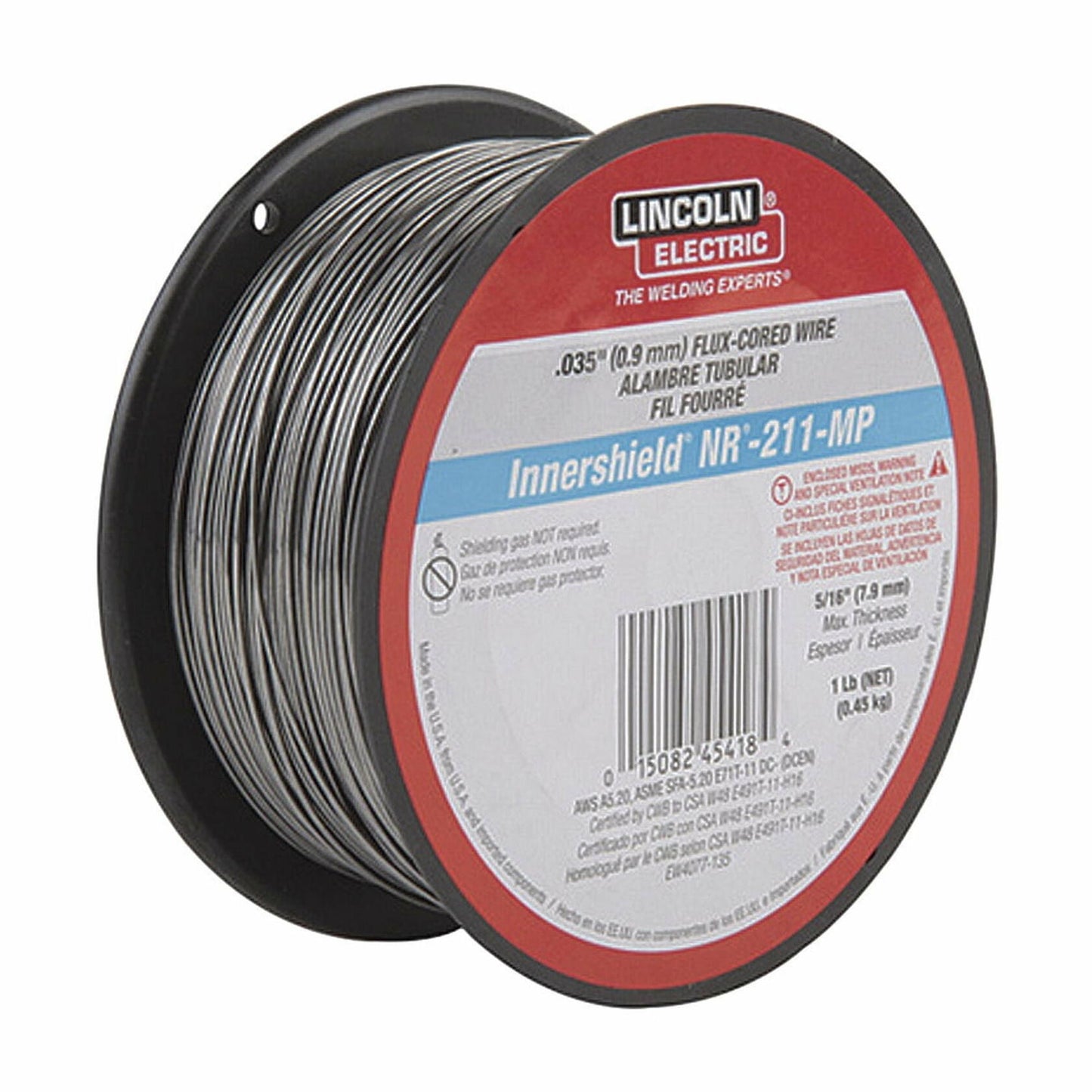 Lincoln Electric Innershield NR-211-MP Flux-Cored Welding Wire, Mild Steel, All Position, .035in., 1-Lb. Spool, Model# ED030584