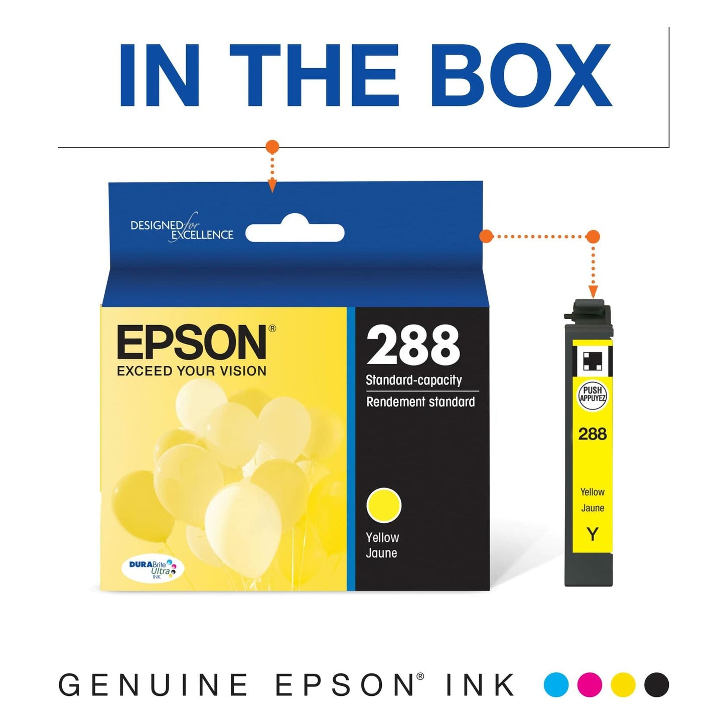 EPSON 288 DURABrite Ultra Ink Standard Capacity Yellow Cartridge (T288420-S) Works with Expression XP-330, XP-430, XP-434, XP-340, XP-440, XP-446