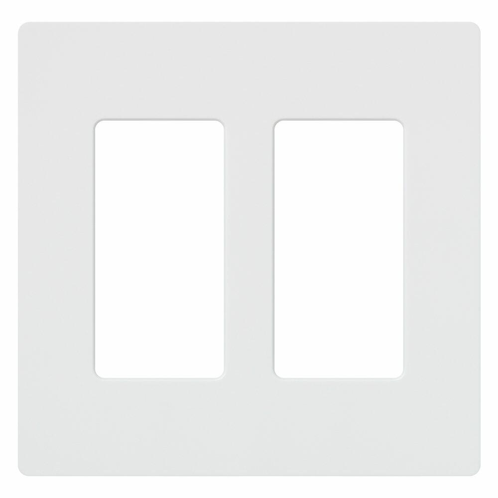 Lutron Claro 2 Gang Decorator/Rocker Wallplate, Gloss, White (1-Pack) | CW-2-WH
