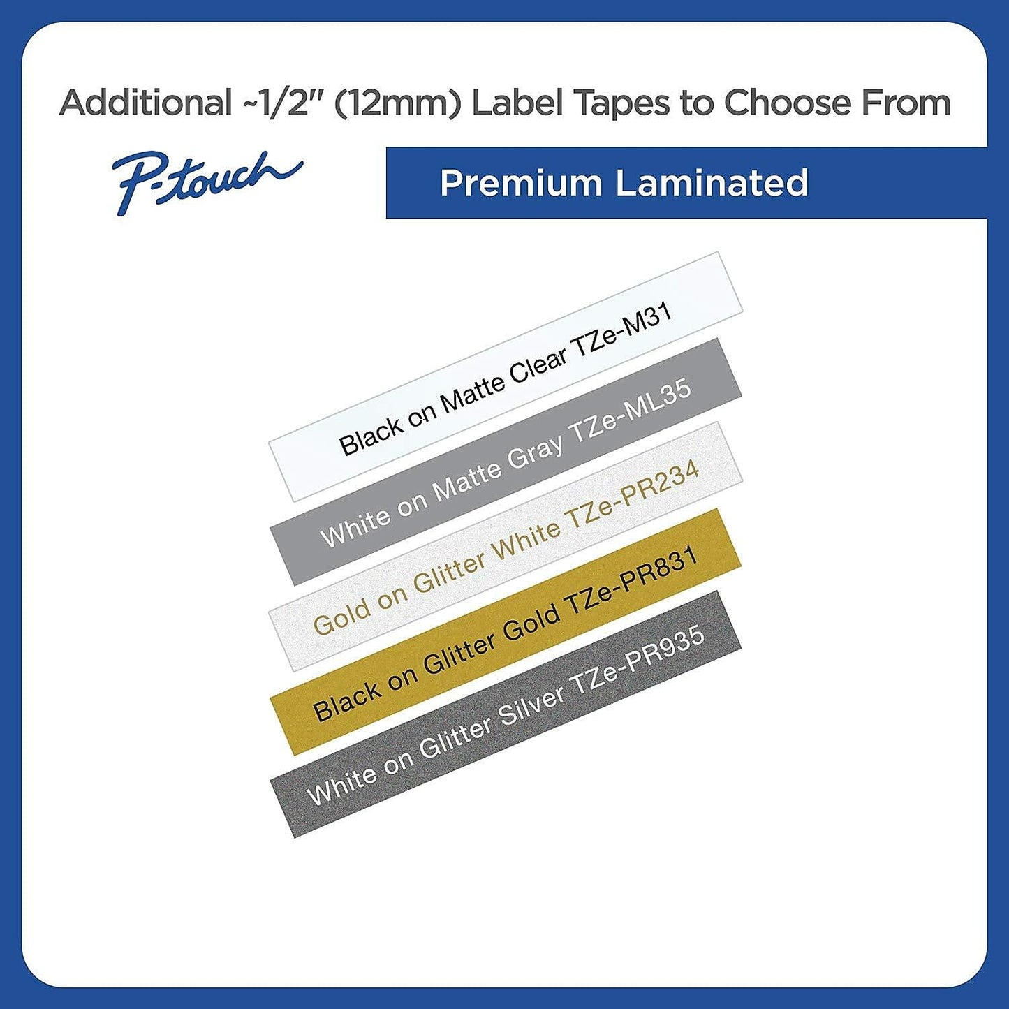 Brother TZE2312PK Laminated Labeling Tape,For TZ Models,1/2-Inch ,2/PK,Black/White