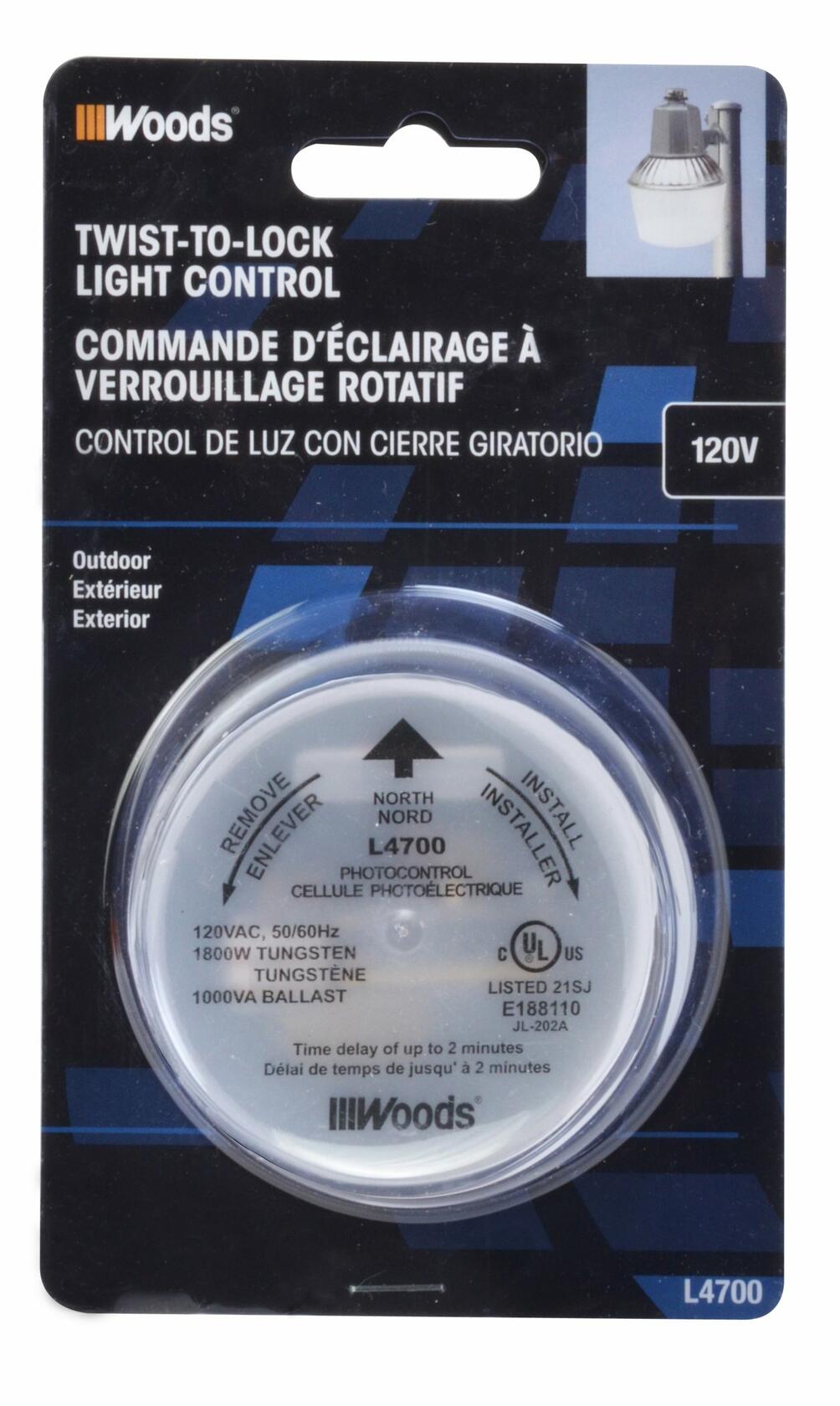 Woods L4700WD Outdoor Twist Lock Light Control with Photocell