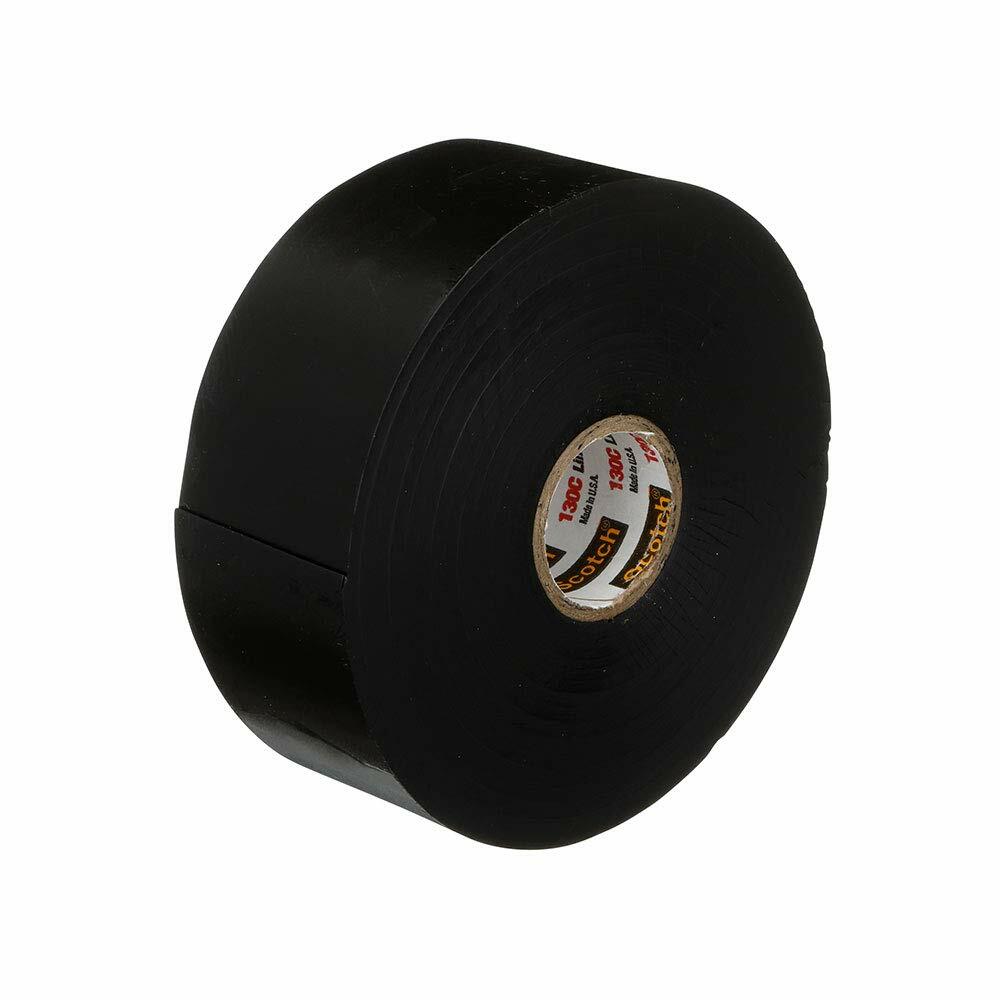 3M Scotch Linerless Electrical Splicing Tape 130C for Wires and Cables, 1-1/2 in x 30 ft, Rubber Backing, Self Fusing, UV Resistance, Highly Conformable, Moisture Seal, Black, 1 Roll